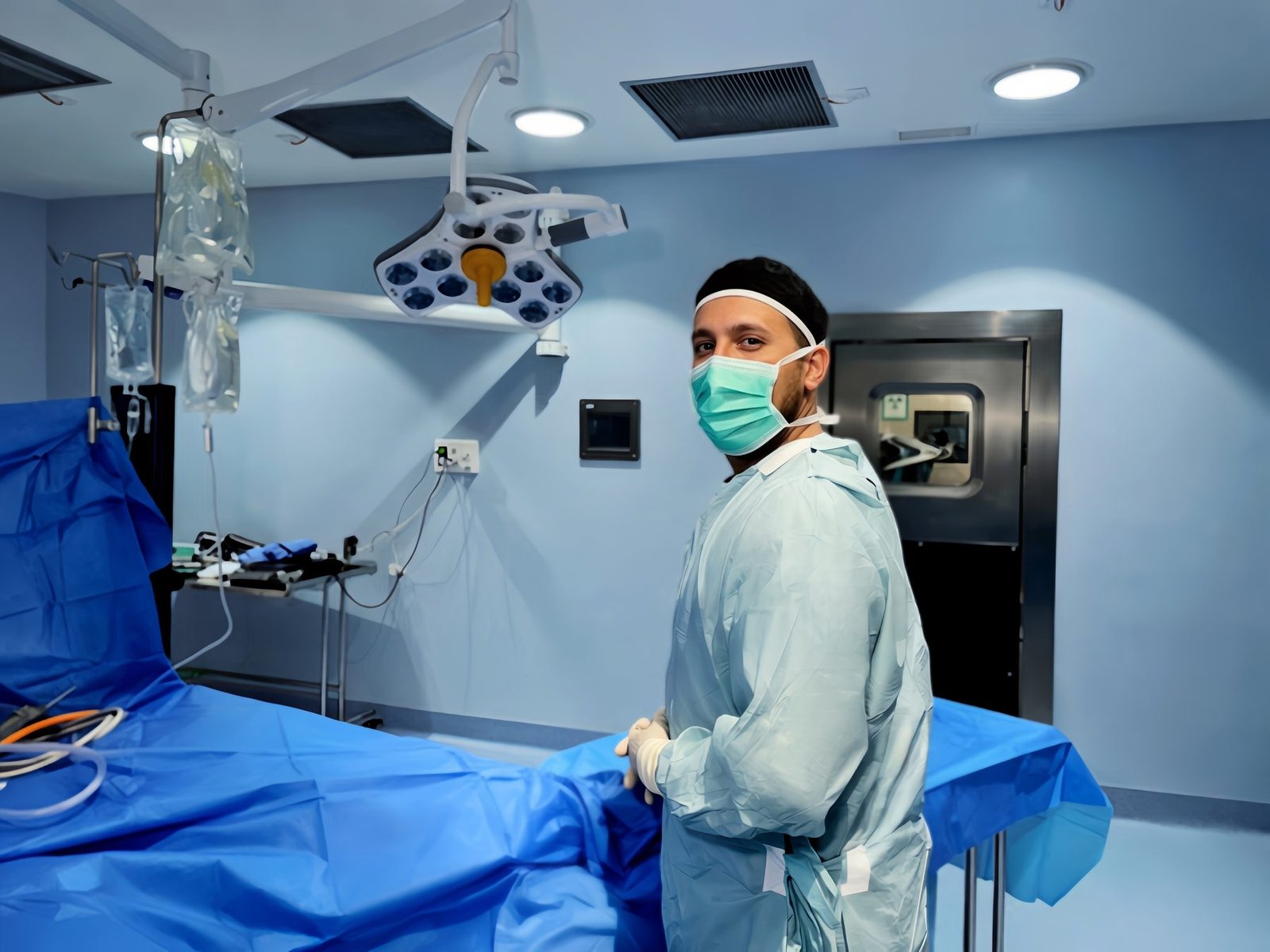 Dr. Rahmuni en quirófano, con gorro y mascarilla quirúrgica